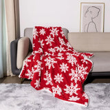 Luxurious Red Wool Blanket Throw - Soft Fleece & Snowflake Design