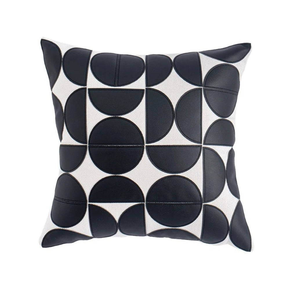 Luxury Faux Leather Sofa Cushion Cover - Embroidered 18x18