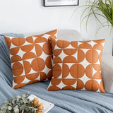 Luxury Faux Leather Sofa Cushion Cover - Embroidered 18x18