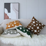 Luxury Faux Leather Sofa Cushion Cover - Embroidered 18x18