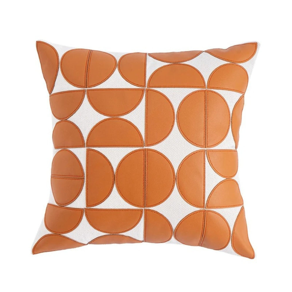 Luxury Faux Leather Sofa Cushion Cover - Embroidered 18x18