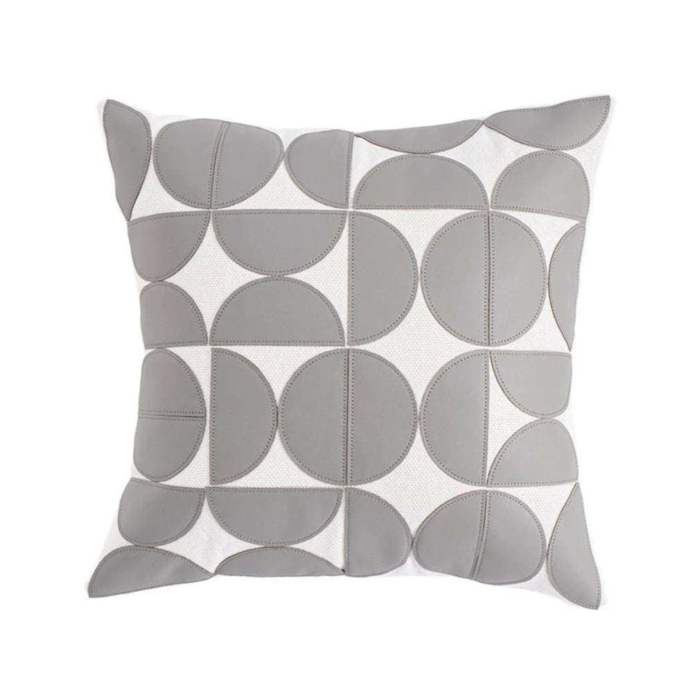 Luxury Faux Leather Sofa Cushion Cover - Embroidered 18x18