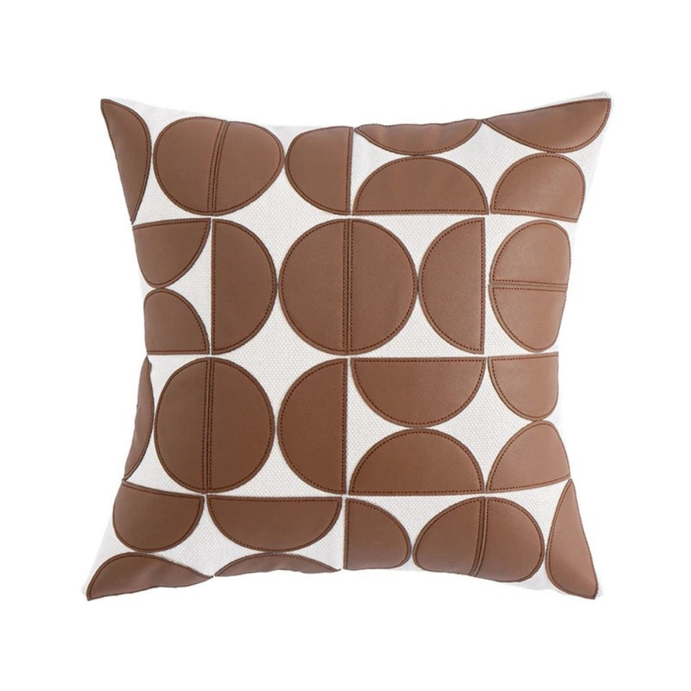 Luxury Faux Leather Sofa Cushion Cover - Embroidered 18x18