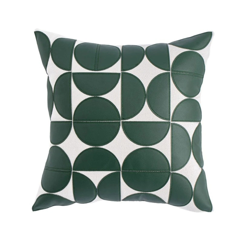 Luxury Faux Leather Sofa Cushion Cover - Embroidered 18x18