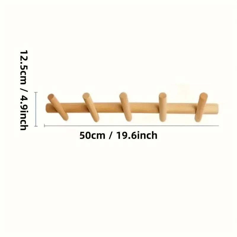 Maeve - Solid Oak Wall Rack with 4 or 5 Pegs