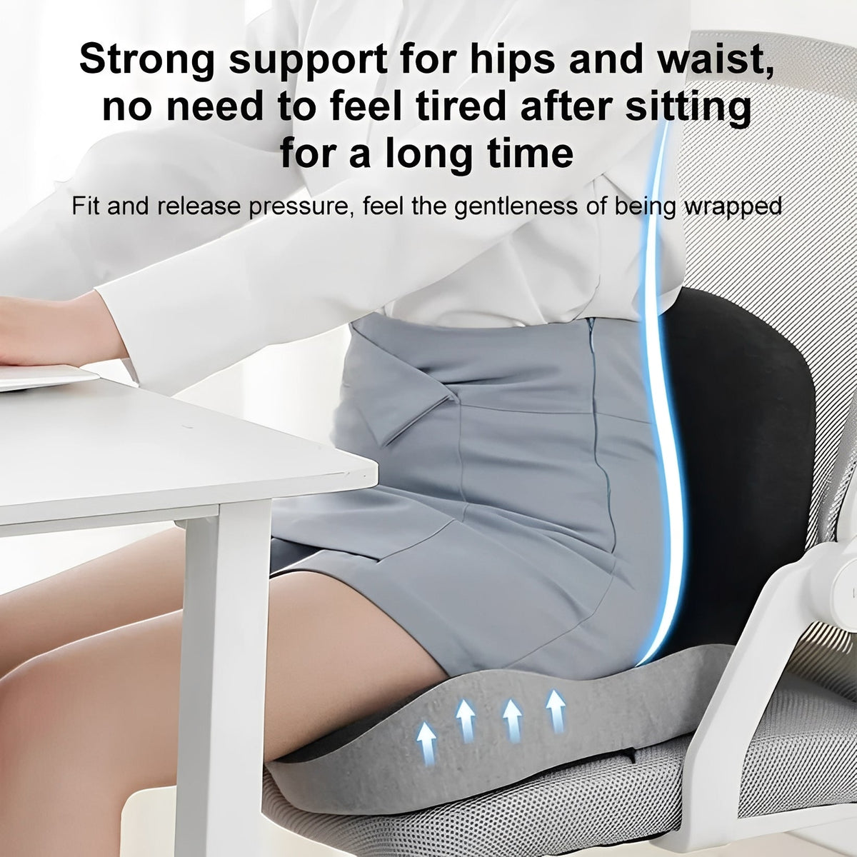 Memory Foam Seat Cushion with Lumbar Support - Ergonomic Design