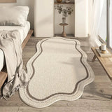 Minimalist Cream Irregular Shaped Area Rug - Soft Plush Non-Slip Carpet