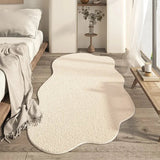 Minimalist Cream Irregular Shaped Area Rug - Soft Plush Non-Slip Carpet