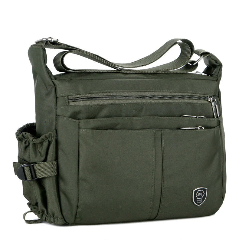 Minimalist Mens Messenger Bag with Water Bottle Holder