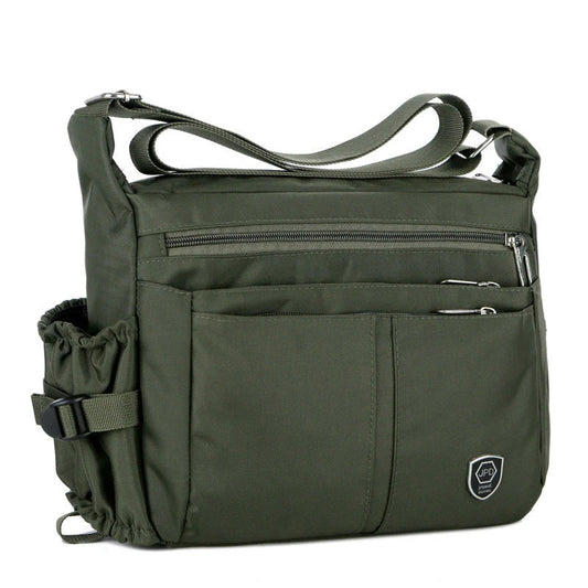 Minimalist Mens Messenger Bag with Water Bottle Holder