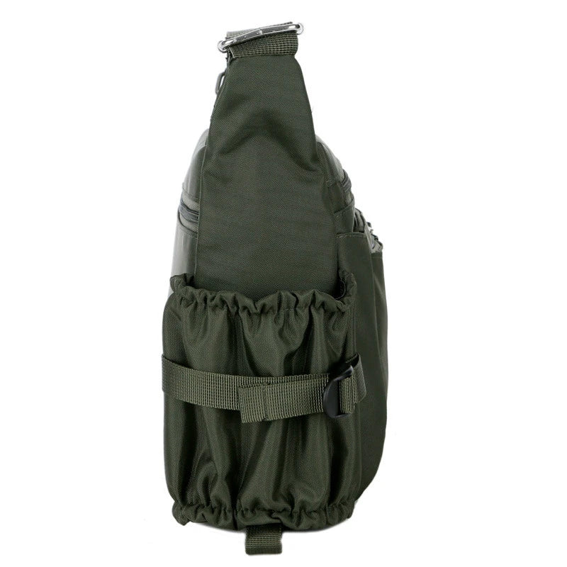 Minimalist Mens Messenger Bag with Water Bottle Holder