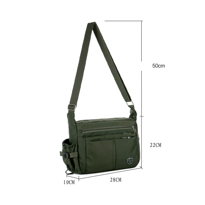 Minimalist Mens Messenger Bag with Water Bottle Holder