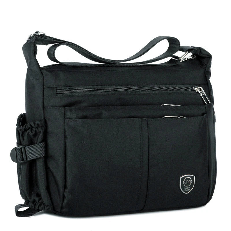 Minimalist Mens Messenger Bag with Water Bottle Holder