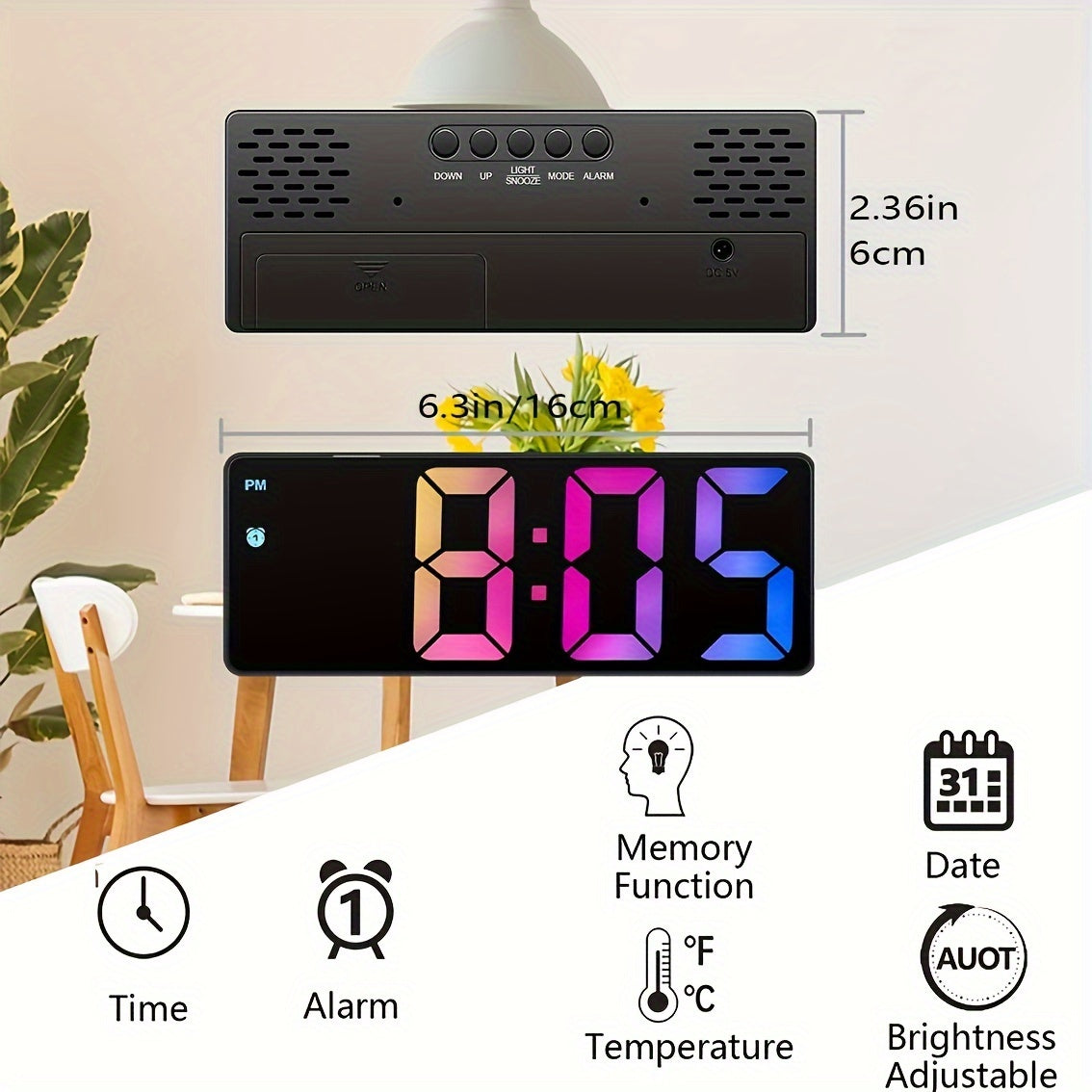 Mira - LED Silent Alarm Clock with Sound Detection & Adjustable Brightness