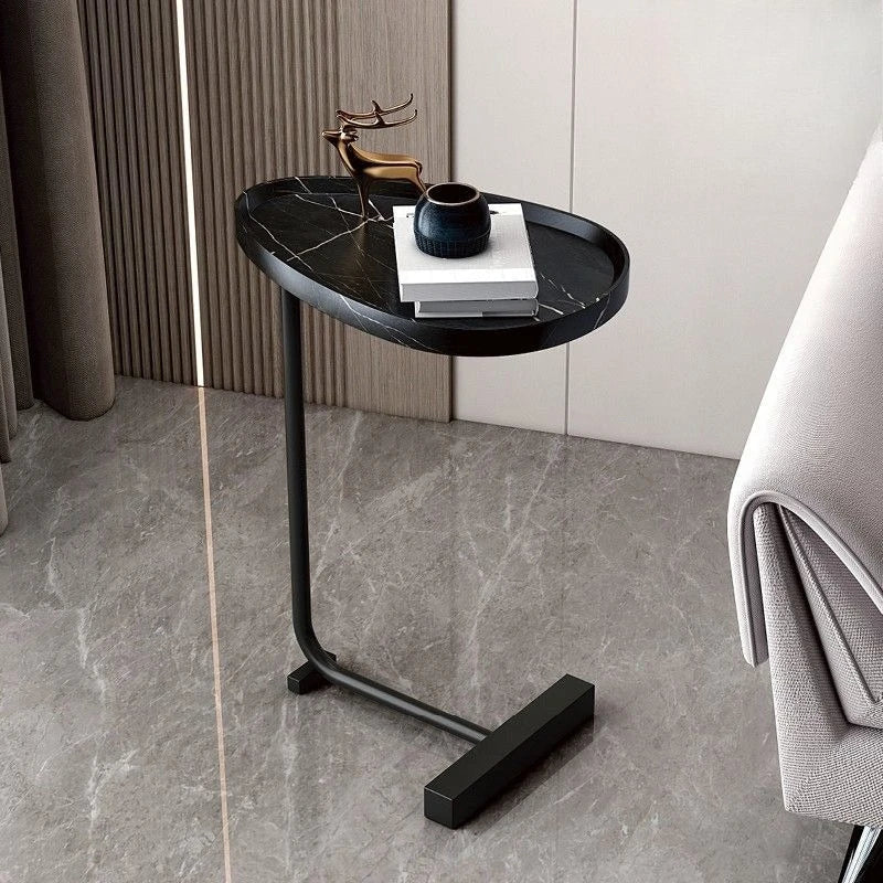 Modern C-Shaped Side Table - Portable Small Bedside End Table