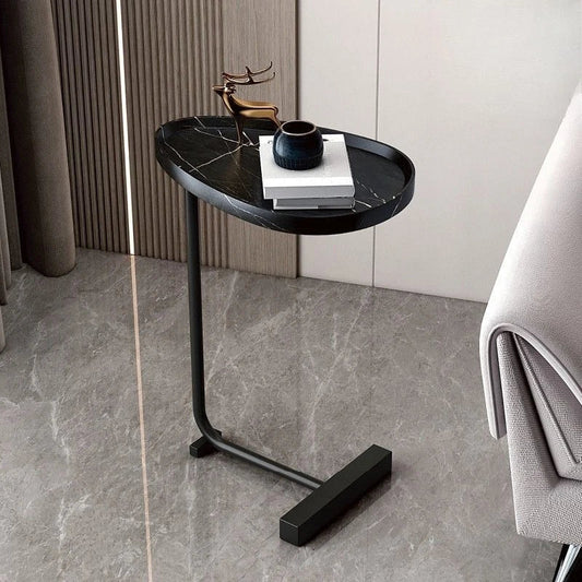 Modern C-Shaped Side Table - Portable Small Bedside End Table
