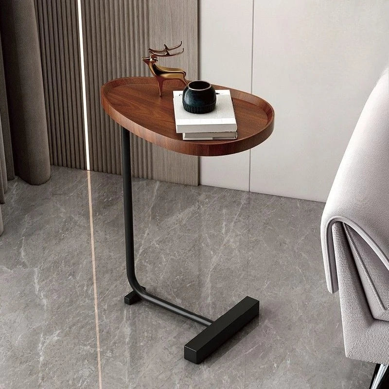 Modern C-Shaped Side Table - Portable Small Bedside End Table
