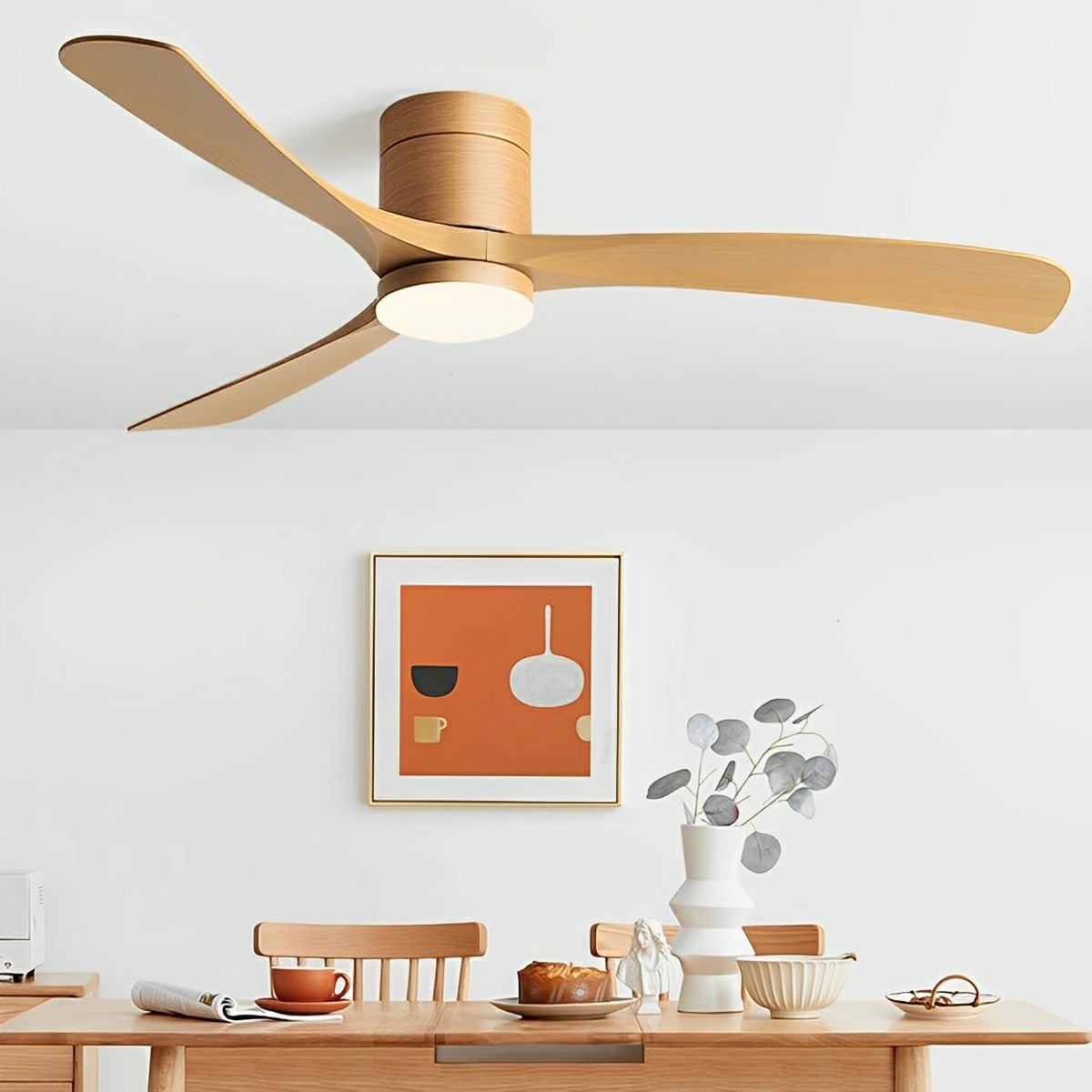 Modern Ceiling Fan with Dimmable Light & Remote Control - 6 Speeds