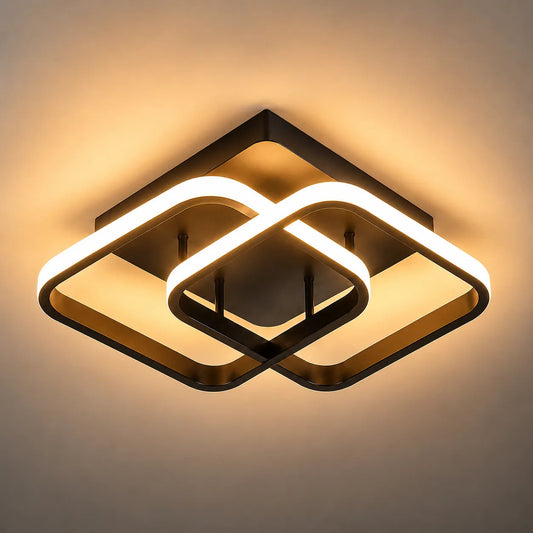 Modern LED Flush Mount Ceiling Light - 3-Color Double Ring Fixture