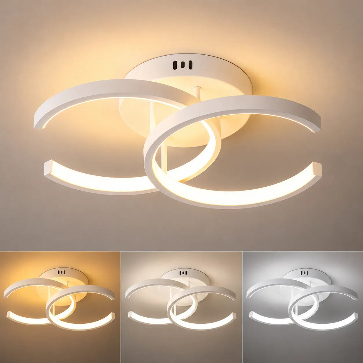 Modern LED Flush Mount Ceiling Light - 3-Color Double Ring Fixture