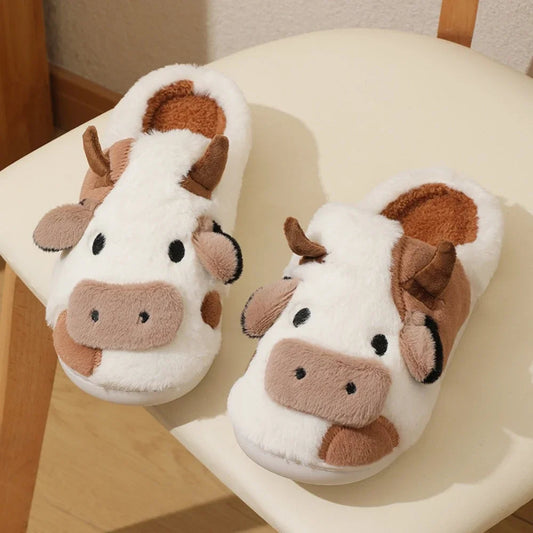 MooVera - Cozy Cartoon Cow Winter Slippers for Couples - Warmest Slippers for Men & Women
