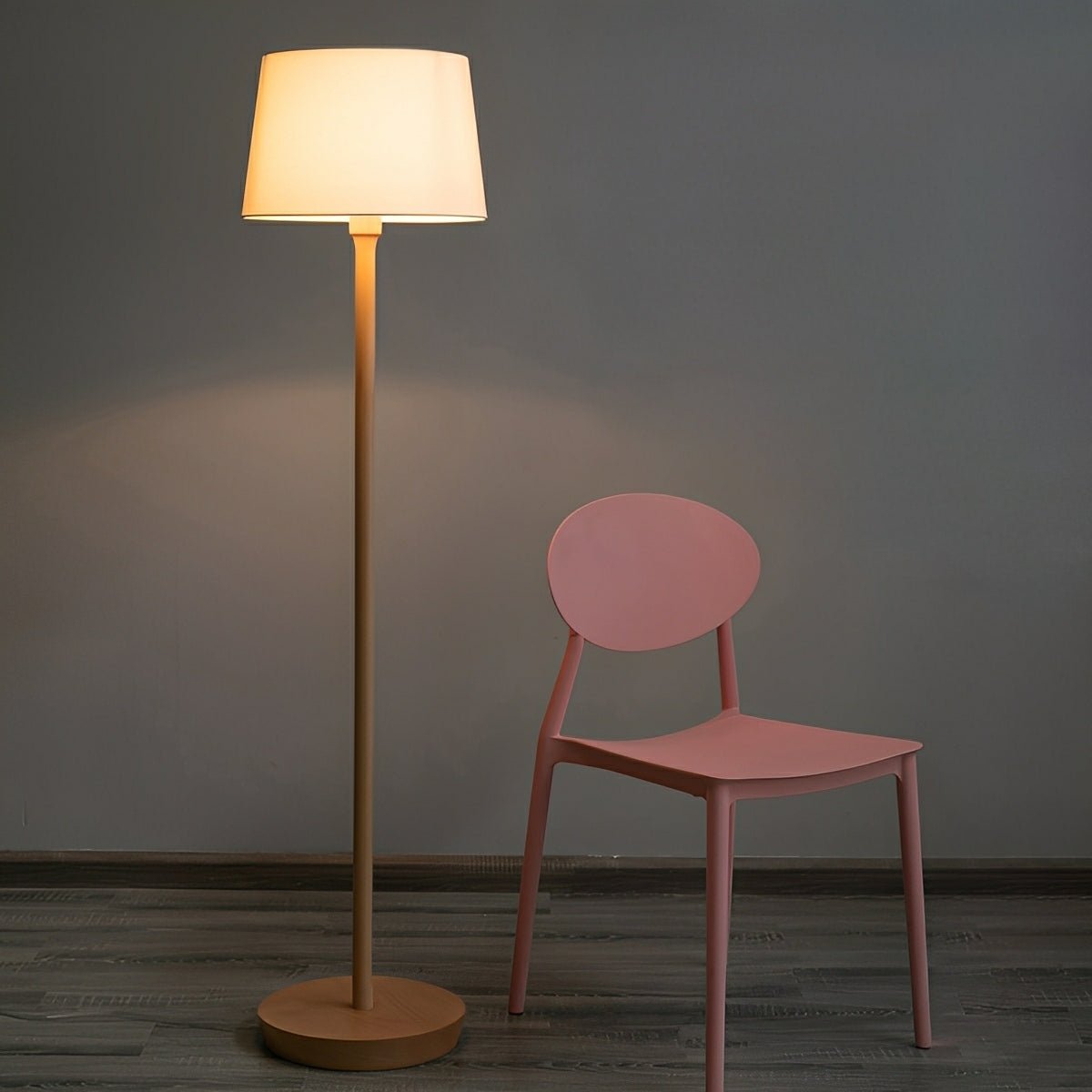 Natural Beech Wood Modern Floor Lamp with Adjustable Brightness for Living Room