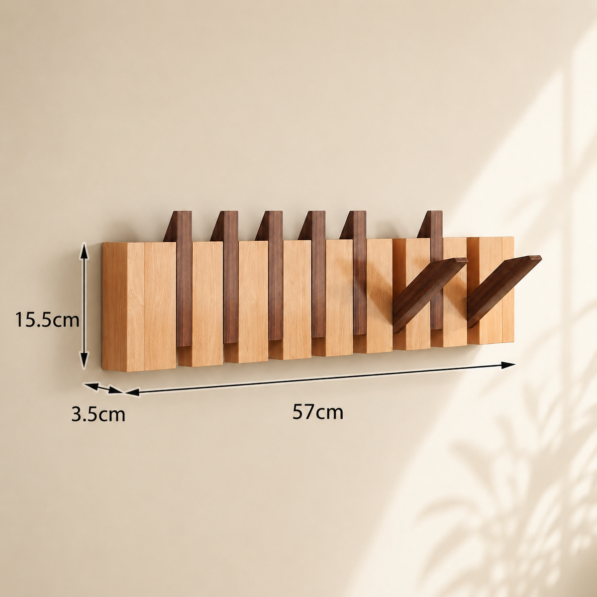 Natural Wood Wall-Mounted Piano Hanger Rack for Space-Saving