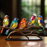 Nature-Inspired Glass Wall Art - Colorful Bird Ornament for Windows