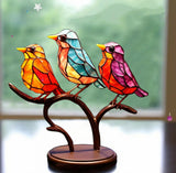 Nature-Inspired Glass Wall Art - Colorful Bird Ornament for Windows