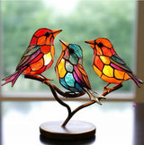 Nature-Inspired Glass Wall Art - Colorful Bird Ornament for Windows