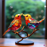 Nature-Inspired Glass Wall Art - Colorful Bird Ornament for Windows