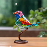 Nature-Inspired Glass Wall Art - Colorful Bird Ornament for Windows