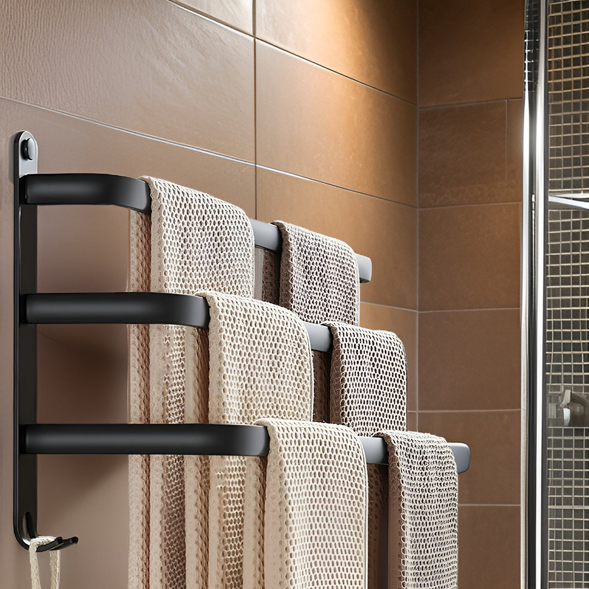 Neyora 3-Tier Wall Mounted Towel Rack - Durable Aluminum Bathroom Storage