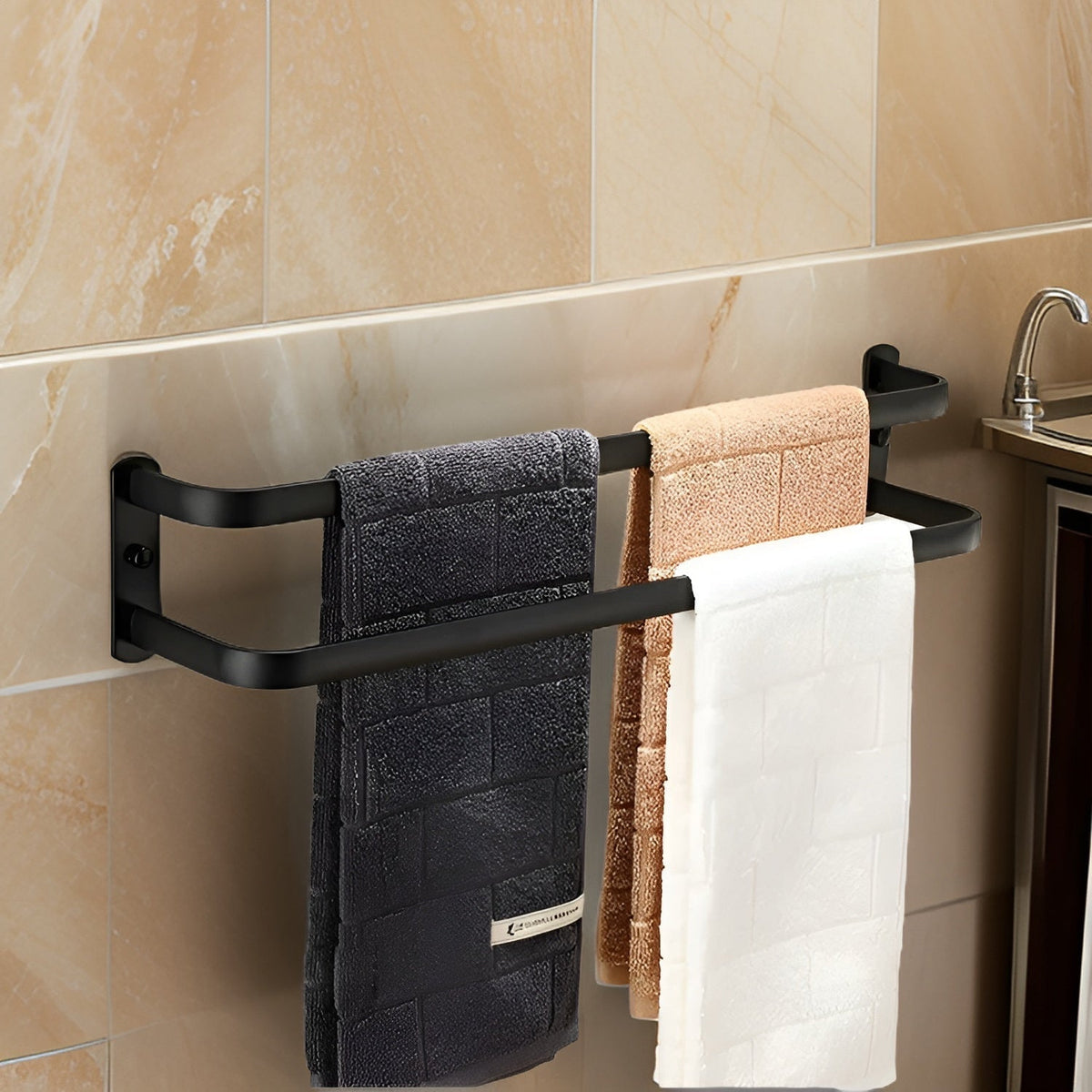 Neyora 3-Tier Wall Mounted Towel Rack - Durable Aluminum Bathroom Storage