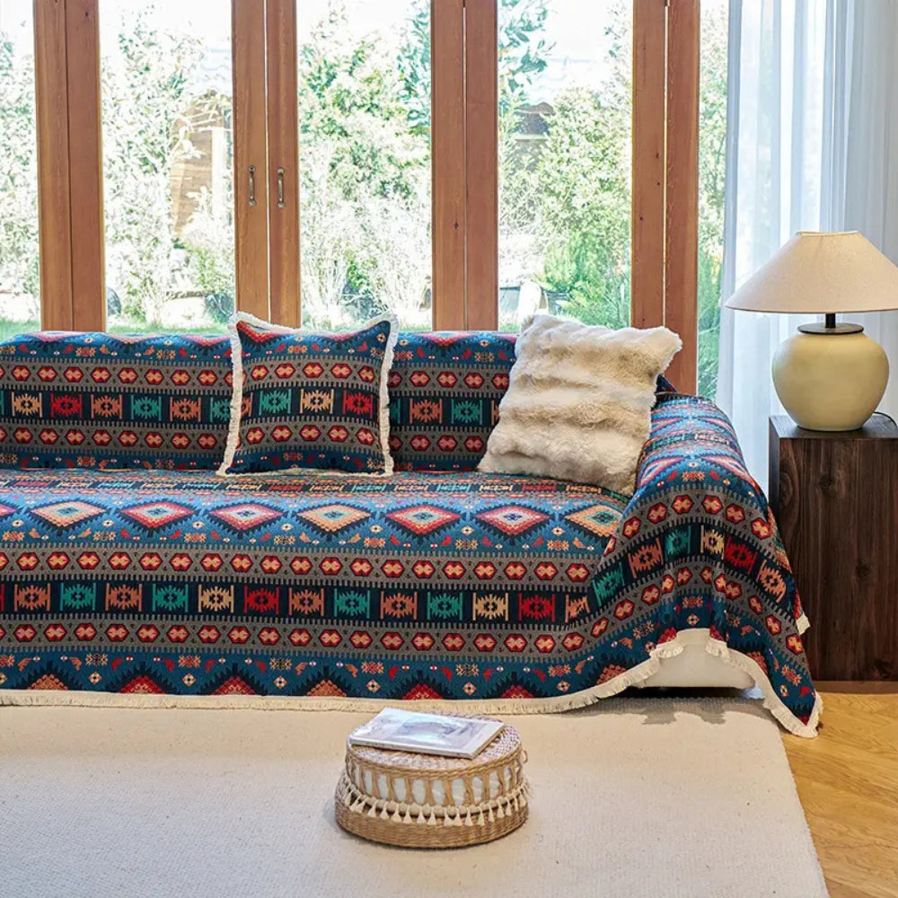 Nomad Dream - Vintage Boho Sofa Cover for Pets, Geometric Design