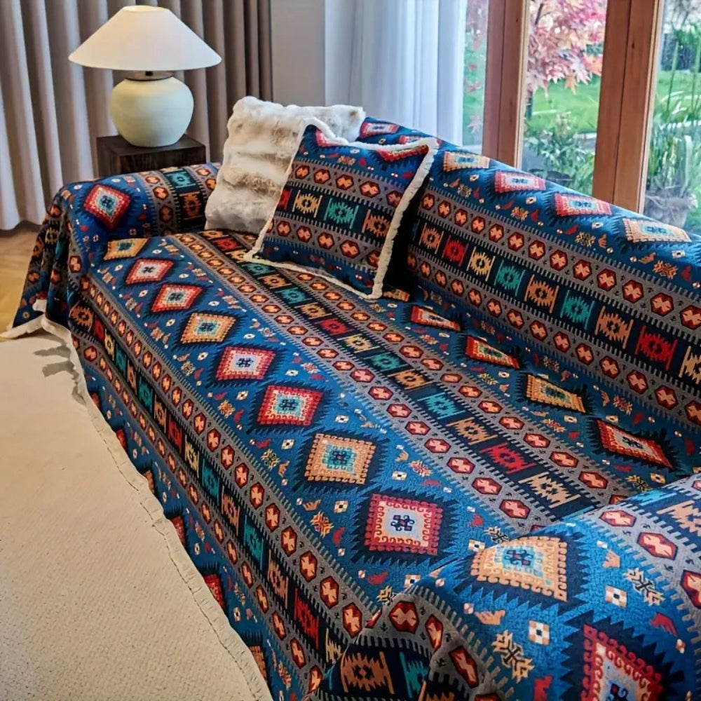 Nomad Dream - Vintage Boho Sofa Cover for Pets, Geometric Design