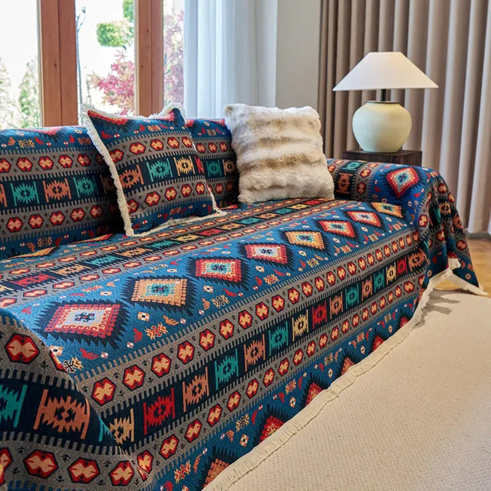 Nomad Dream - Vintage Boho Sofa Cover for Pets, Geometric Design