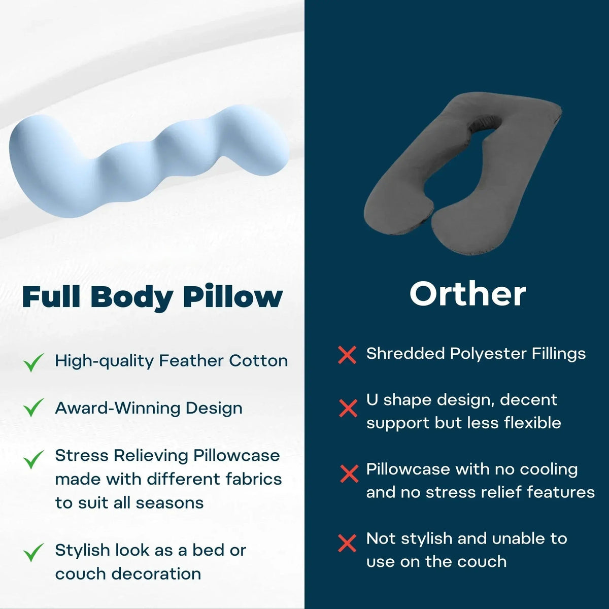 Memory Foam Body Pillow for Side Sleepers