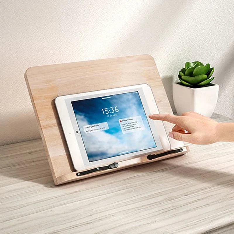 Pine Wood Adjustable Book Stand for Hands-Free Reading