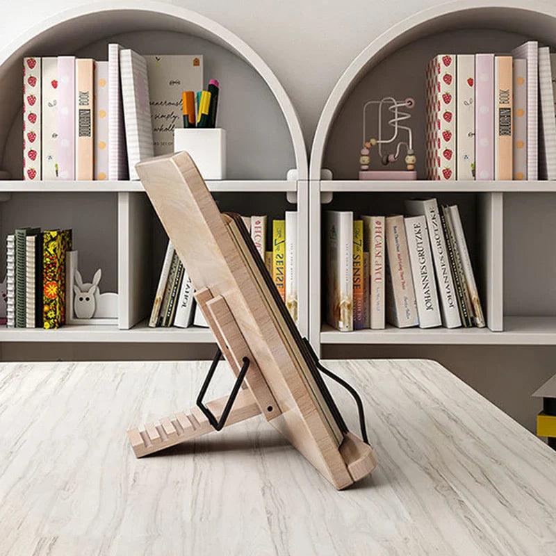 Pine Wood Adjustable Book Stand for Hands-Free Reading