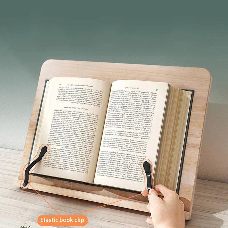 Pine Wood Adjustable Book Stand for Hands-Free Reading