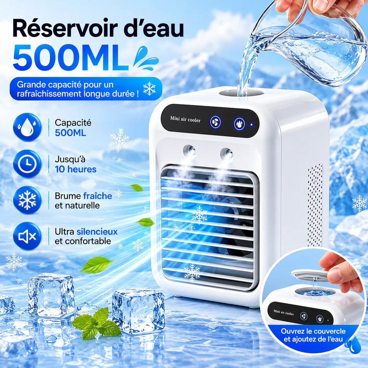 Portable Air Cooler - 3-in-1 Misting Fan with Rechargeable Battery