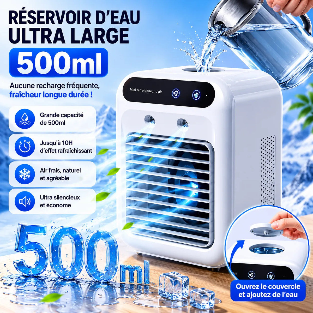 Portable Air Cooler - 3-in-1 Misting Fan with Rechargeable Battery