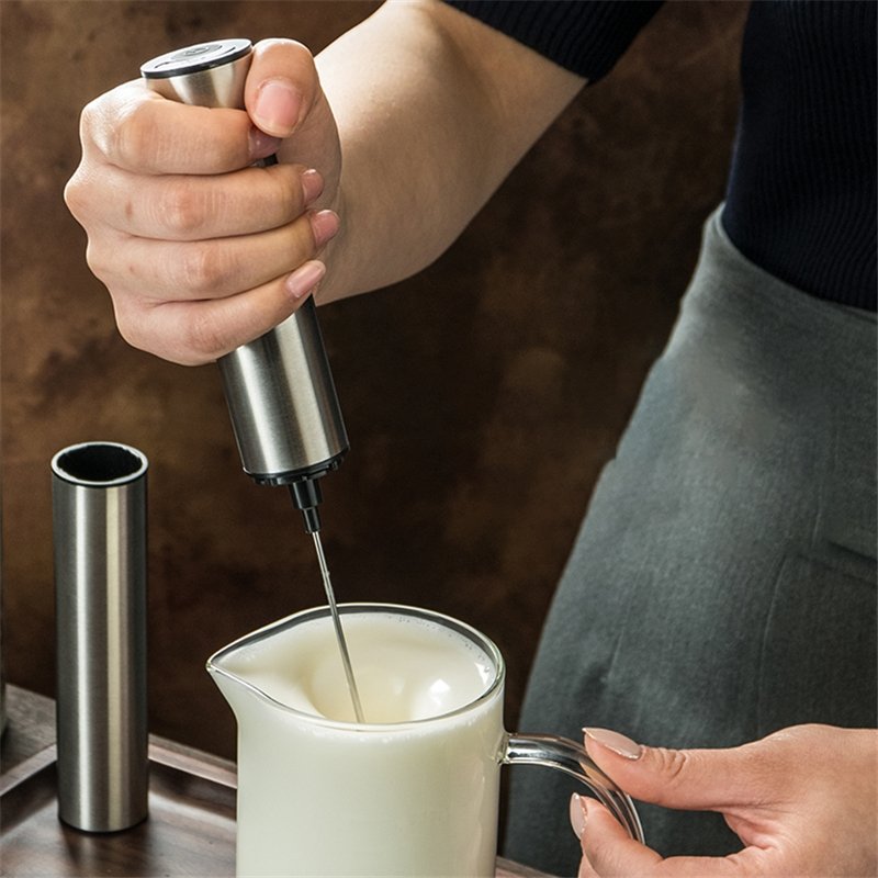 Portable Electric Milk Frother - Cordless Handheld Foam Mixer