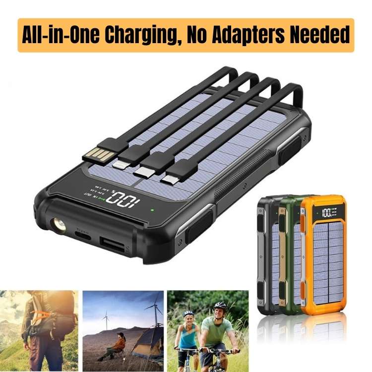 PowerFlex - 20,000mAh Portable Solar Phone Charger with Fast USB Charging