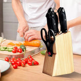 Premium 7-Piece Knife Set with Wooden Stand & Stainless Steel Blades