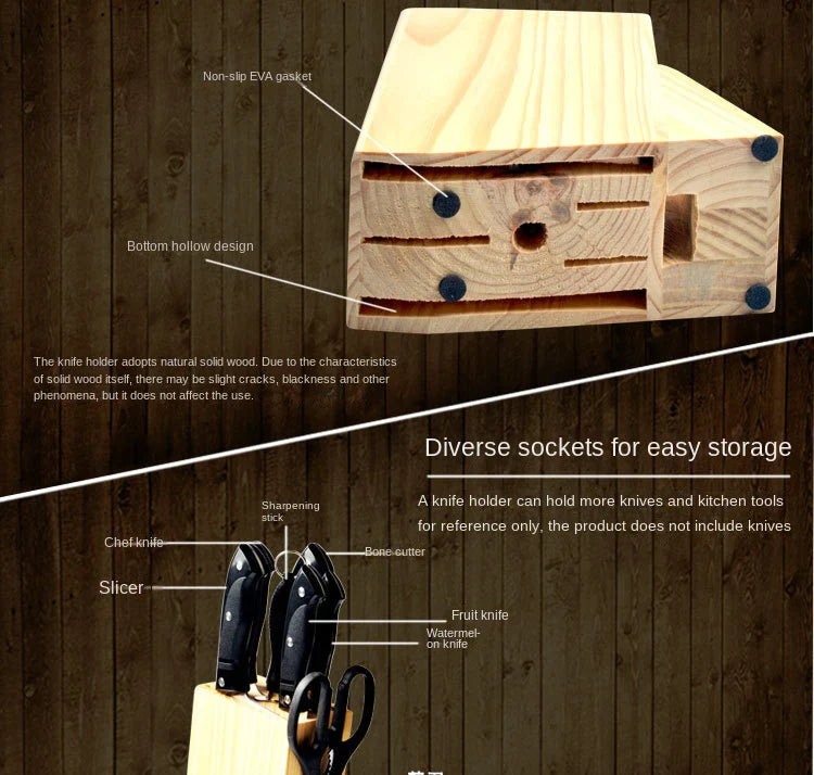 Premium 7-Piece Knife Set with Wooden Stand & Stainless Steel Blades