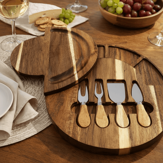 Premium Acacia Wood Charcuterie Board Set with Bowls & Knives