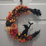 Rustic Witch Halloween Wreath - Autumn Floral Front Door Decor