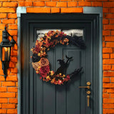 Rustic Witch Halloween Wreath - Autumn Floral Front Door Decor